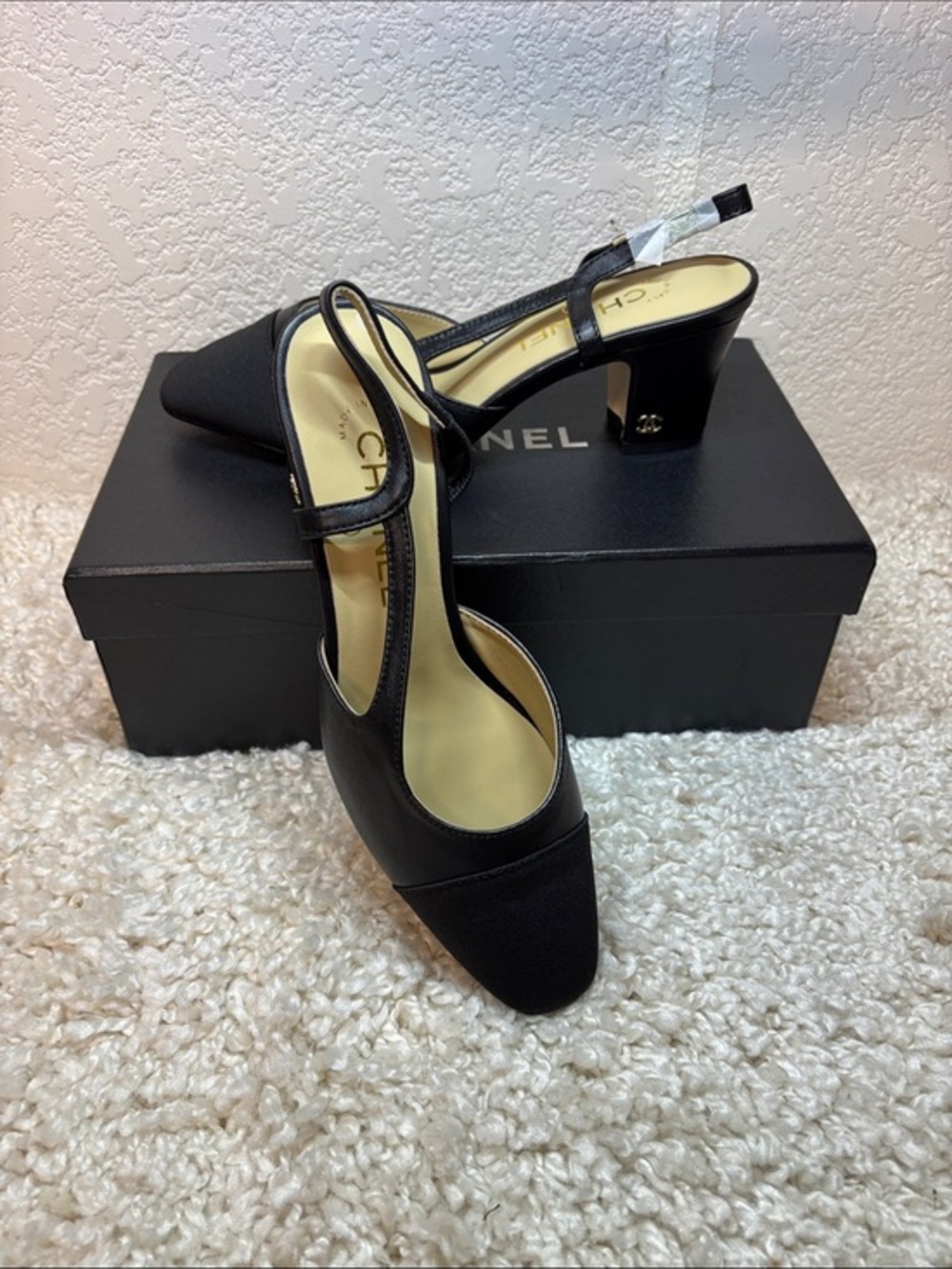Black Slingback Pointed Toe Heels - Women